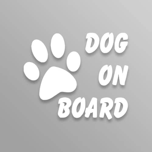 כלב על סיפון מדבקת מדבקות ויניל | מכוניות משאיות טנדרים קירות כוסות מחשבים ניידים | לבן | 6 x 5 אינץ '| KCD910